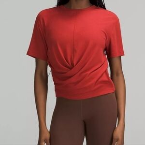 Lululemon Ribbed Modal-Silk Blend Reversible Tee In Cayenne Size 4.